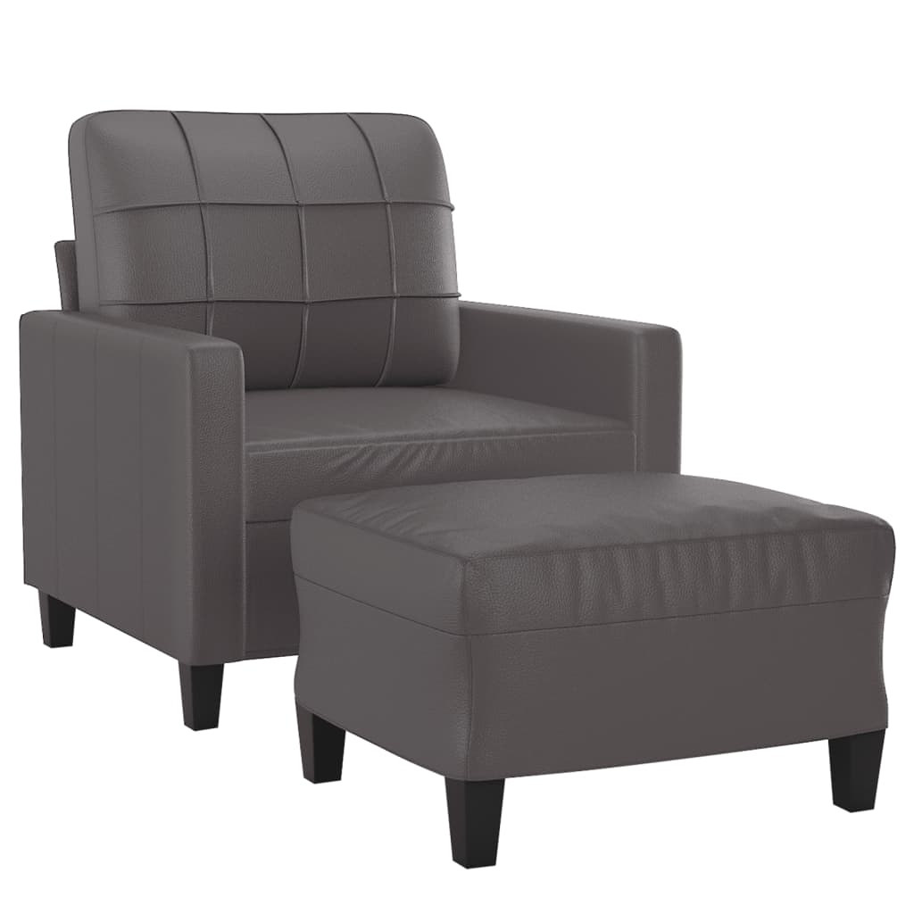 Fauteuil avec repose-pieds 60 cm cuir artificiel, crème