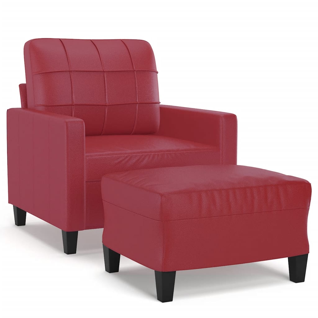 Fauteuil avec repose-pieds 60 cm cuir artificiel