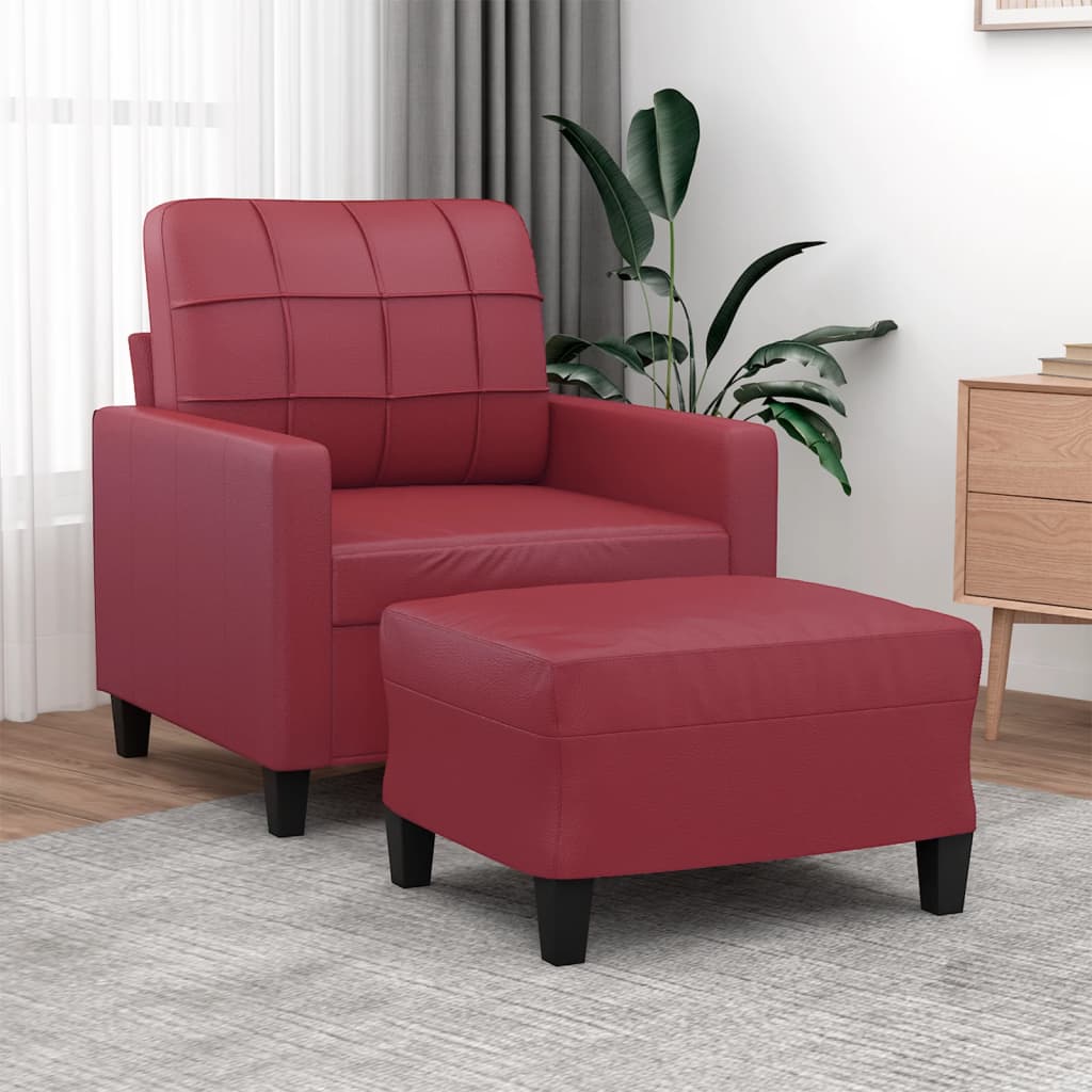 Fauteuil avec repose-pieds 60 cm cuir artificiel