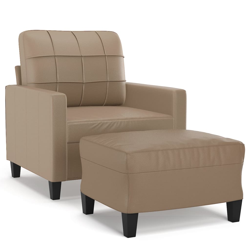 Fauteuil avec repose-pieds 60 cm cuir artificiel, crème