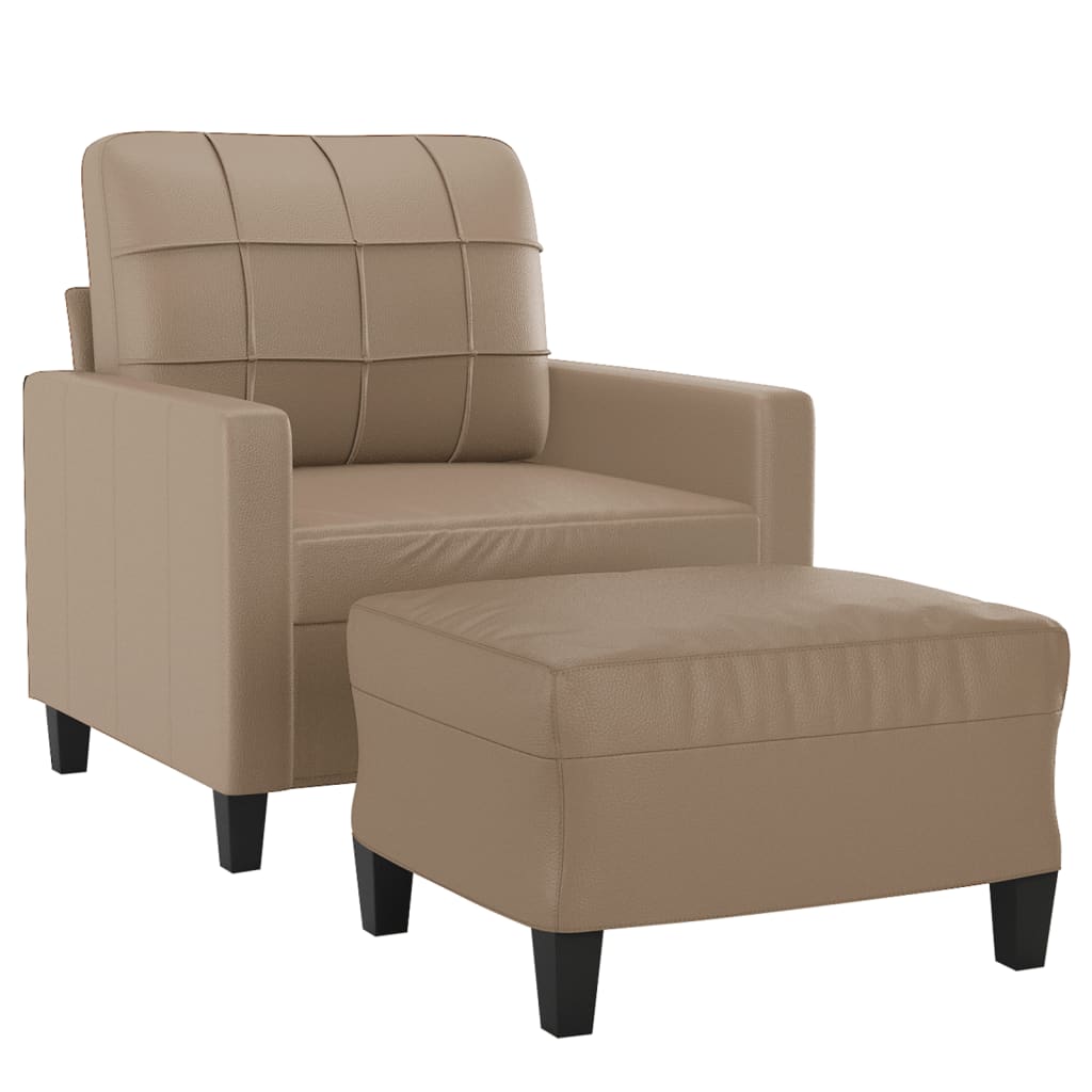 Fauteuil avec repose-pieds 60 cm cuir artificiel, crème