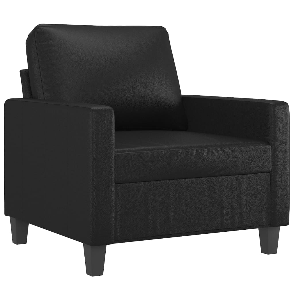 Fauteuil avec repose-pieds 60 cm cuir artificiel noir