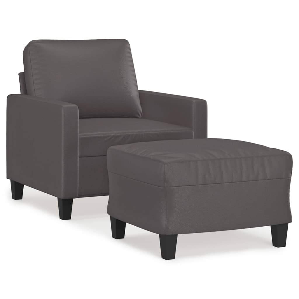 Fauteuil avec repose-pieds 60 cm cuir artificiel noir