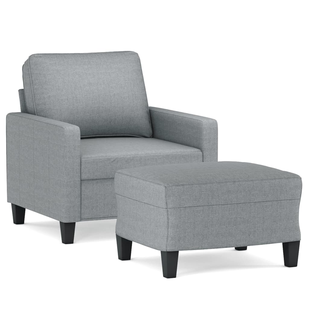 Fauteuil avec repose-pieds 60 cm tissu gris clair