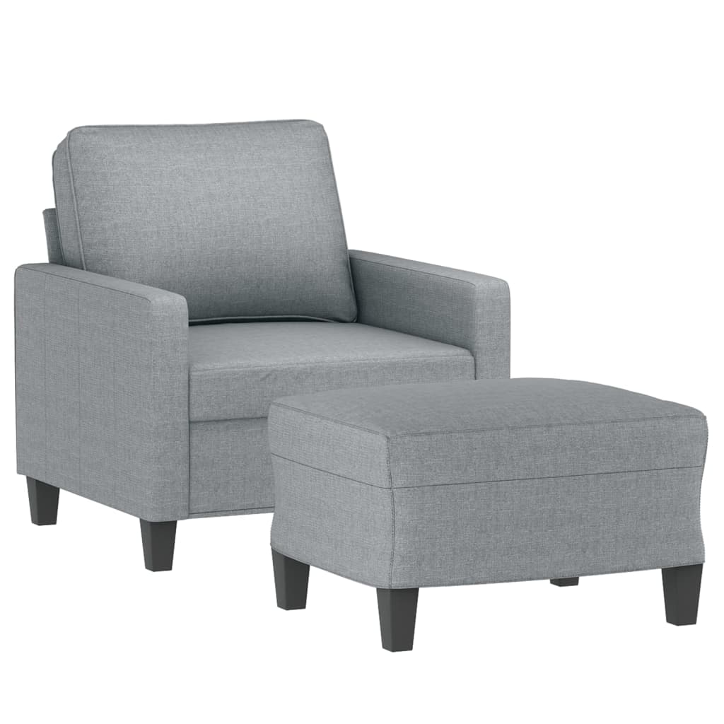 Fauteuil avec repose-pieds 60 cm tissu gris clair