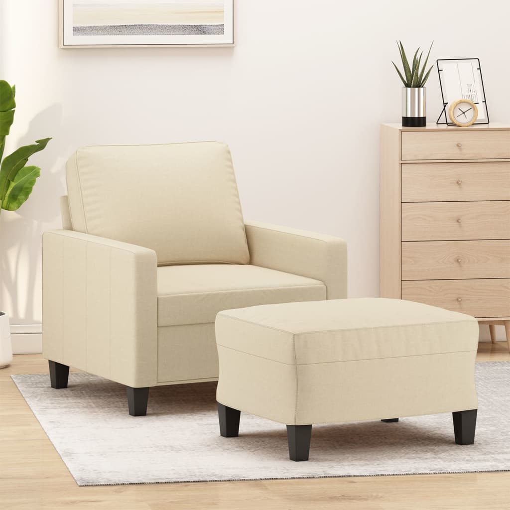 Fauteuil avec repose-pieds 60 cm tissu gris clair