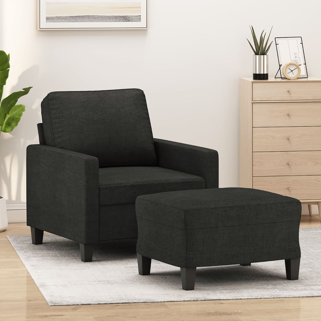 Fauteuil avec repose-pieds 60 cm tissu gris clair