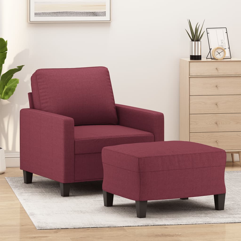 Fauteuil met voetenbank 60 cm stof