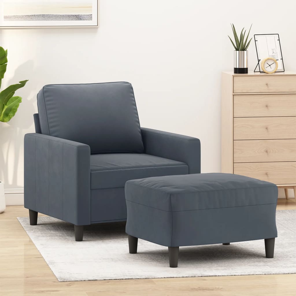 Fauteuil met voetenbank 60 cm fluweel