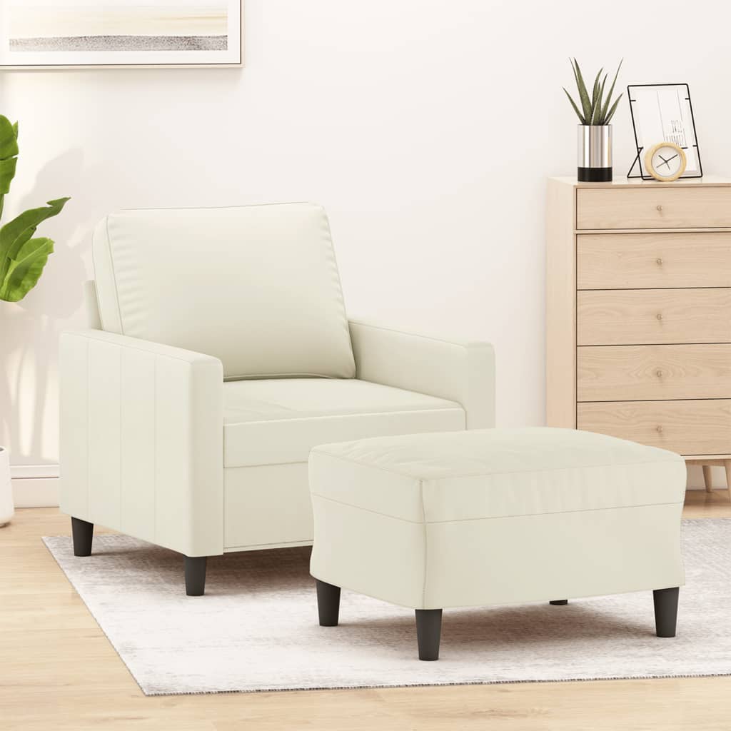 Fauteuil avec repose-pieds 60 cm velours