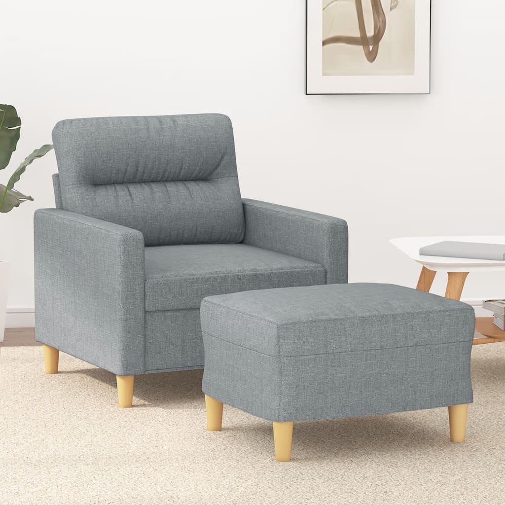 Fauteuil avec repose-pieds 60 cm en tissu