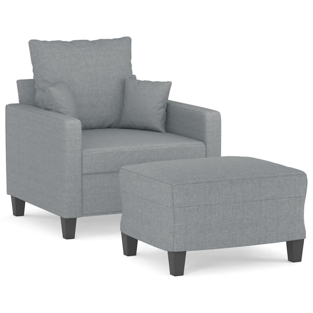 Fauteuil avec repose-pieds 60 cm tissu gris foncé