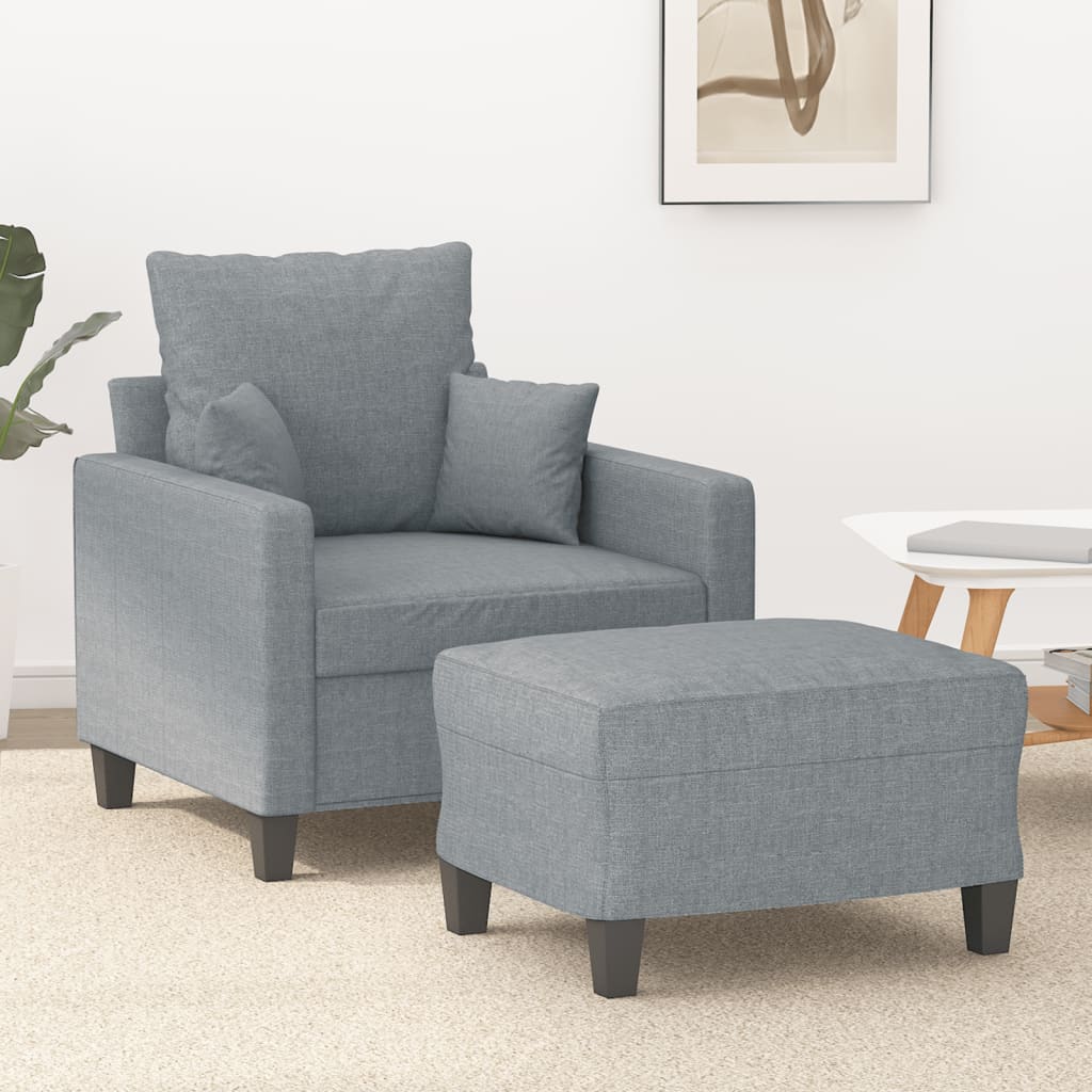 Fauteuil avec repose-pieds 60 cm tissu gris foncé