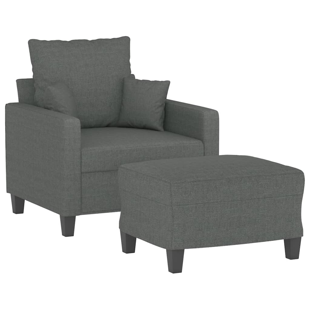 Fauteuil avec repose-pieds 60 cm tissu gris foncé