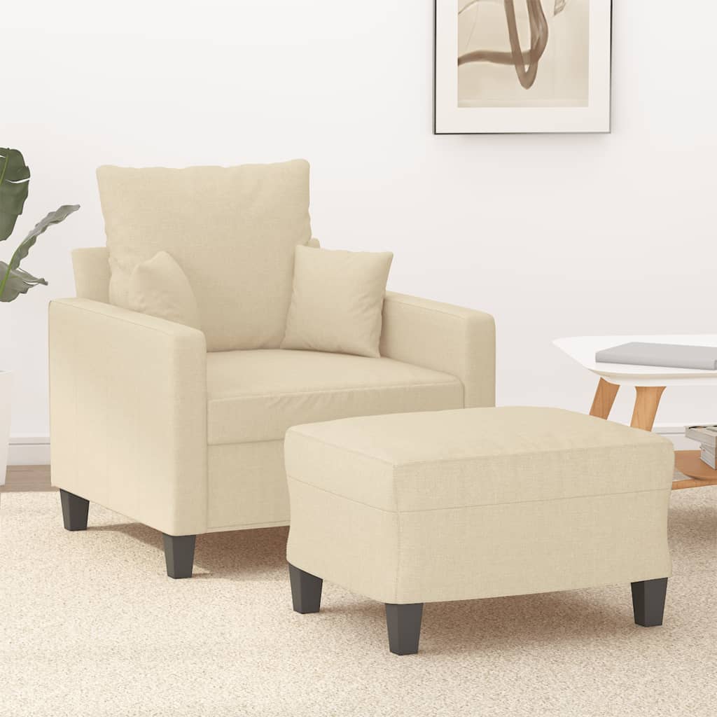 Fauteuil avec repose-pieds 60 cm tissu gris foncé