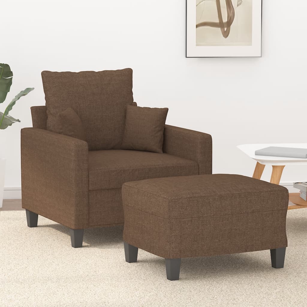 Fauteuil avec repose-pieds 60 cm tissu gris foncé