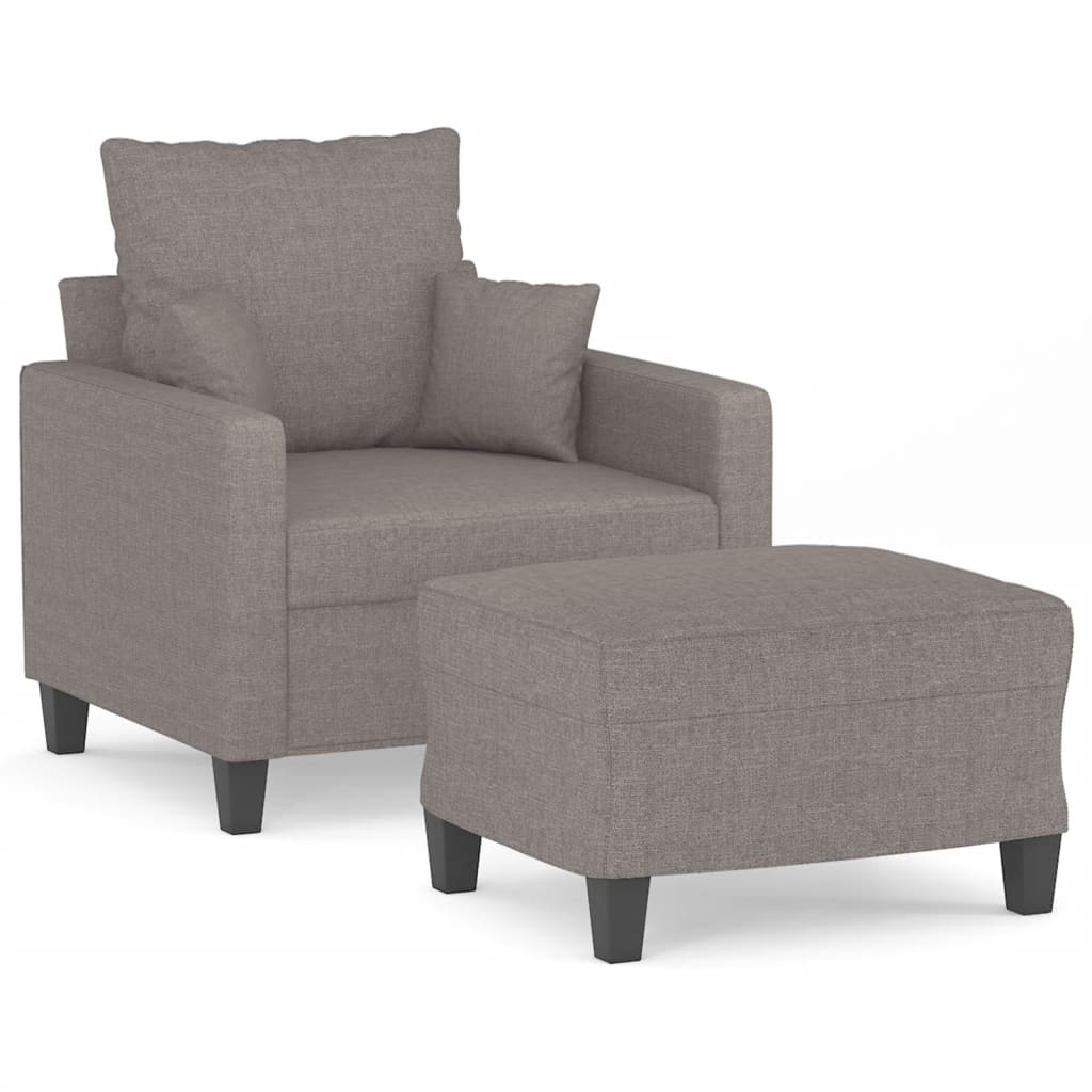 Fauteuil avec repose-pieds 60 cm tissu gris foncé