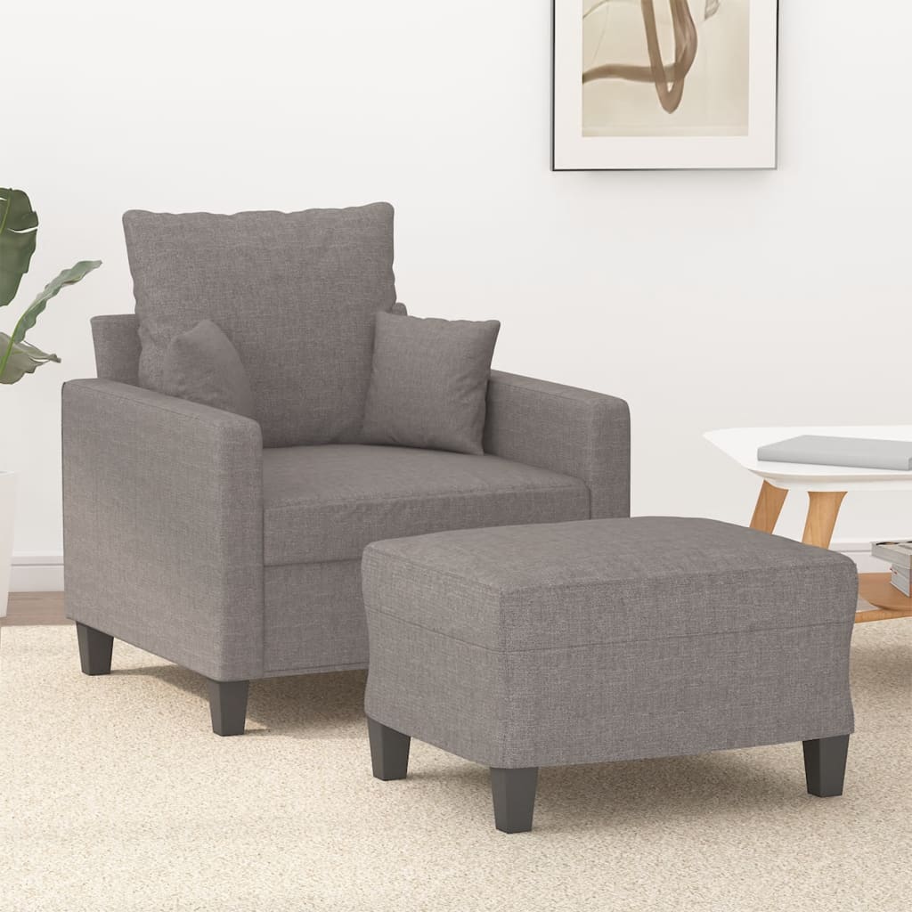 Fauteuil avec repose-pieds 60 cm tissu gris foncé