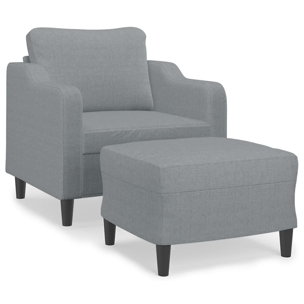 Fauteuil met voetenbank 60 cm stof crèmekleurig