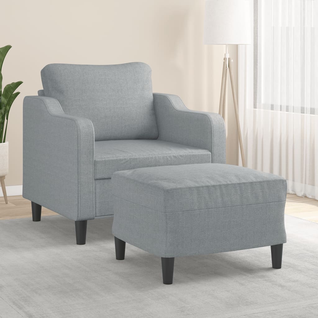 Fauteuil avec repose-pieds 60 cm en tissu couleur crème