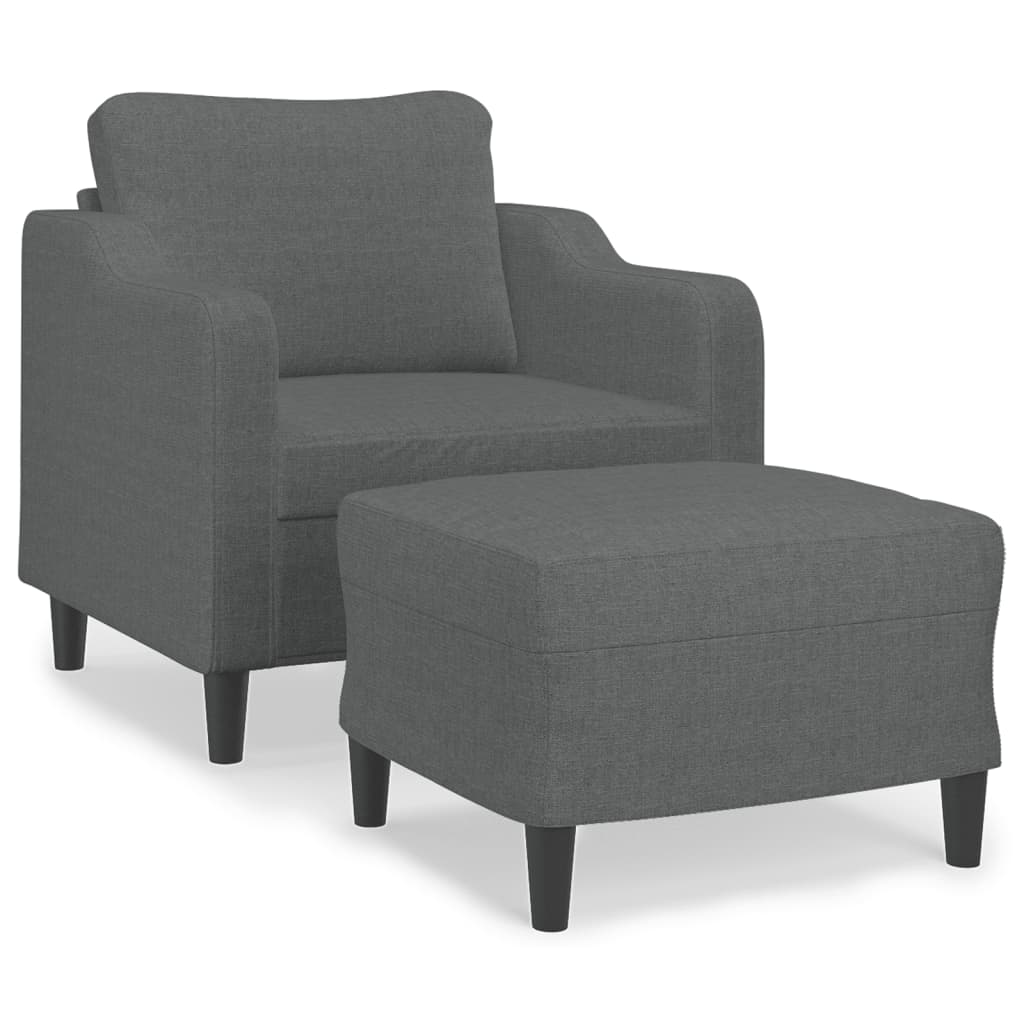 Fauteuil met voetenbank 60 cm stof crèmekleurig