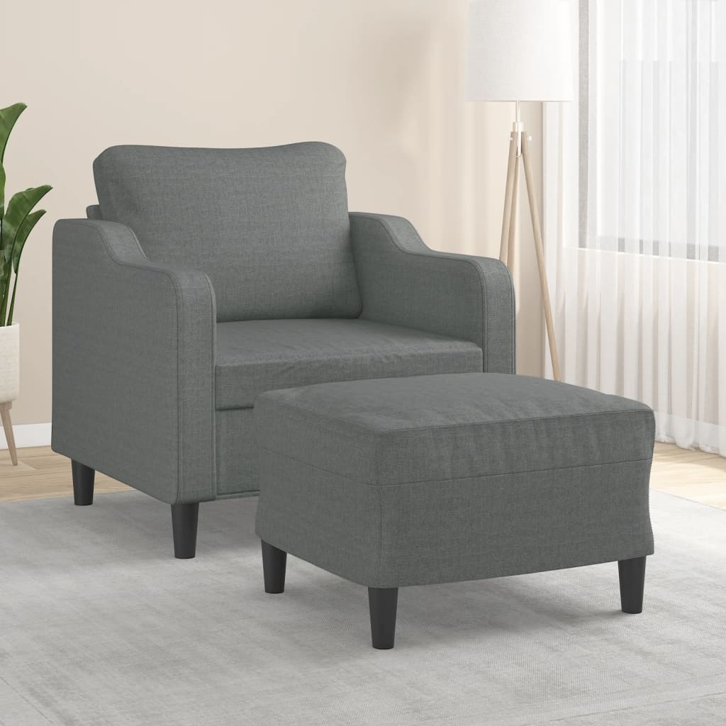 Fauteuil met voetenbank 60 cm stof crèmekleurig