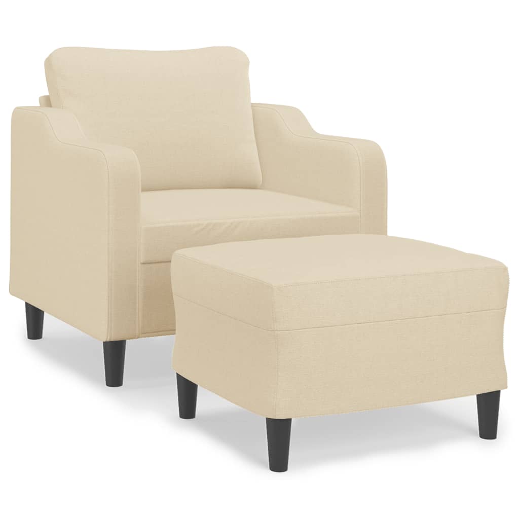 Fauteuil avec repose-pieds 60 cm en tissu couleur crème