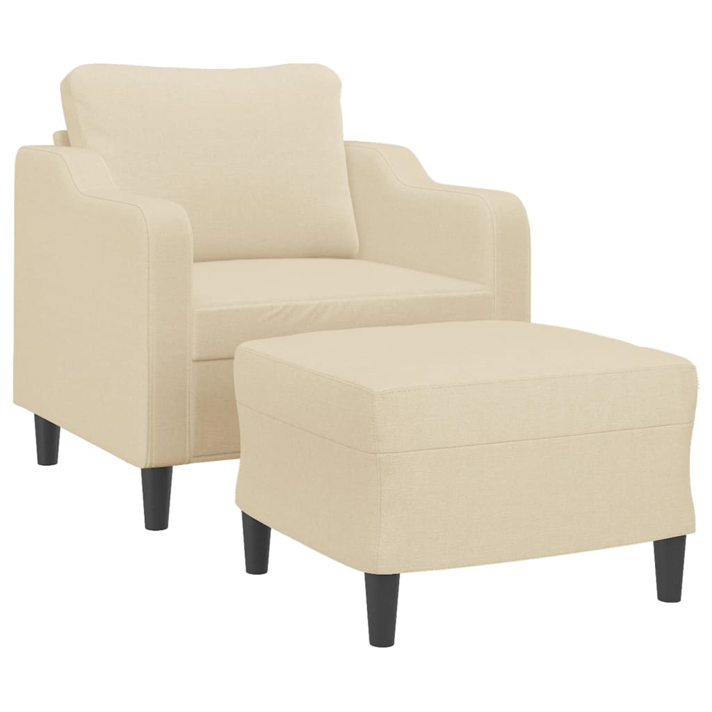 Fauteuil avec repose-pieds 60 cm en tissu couleur crème