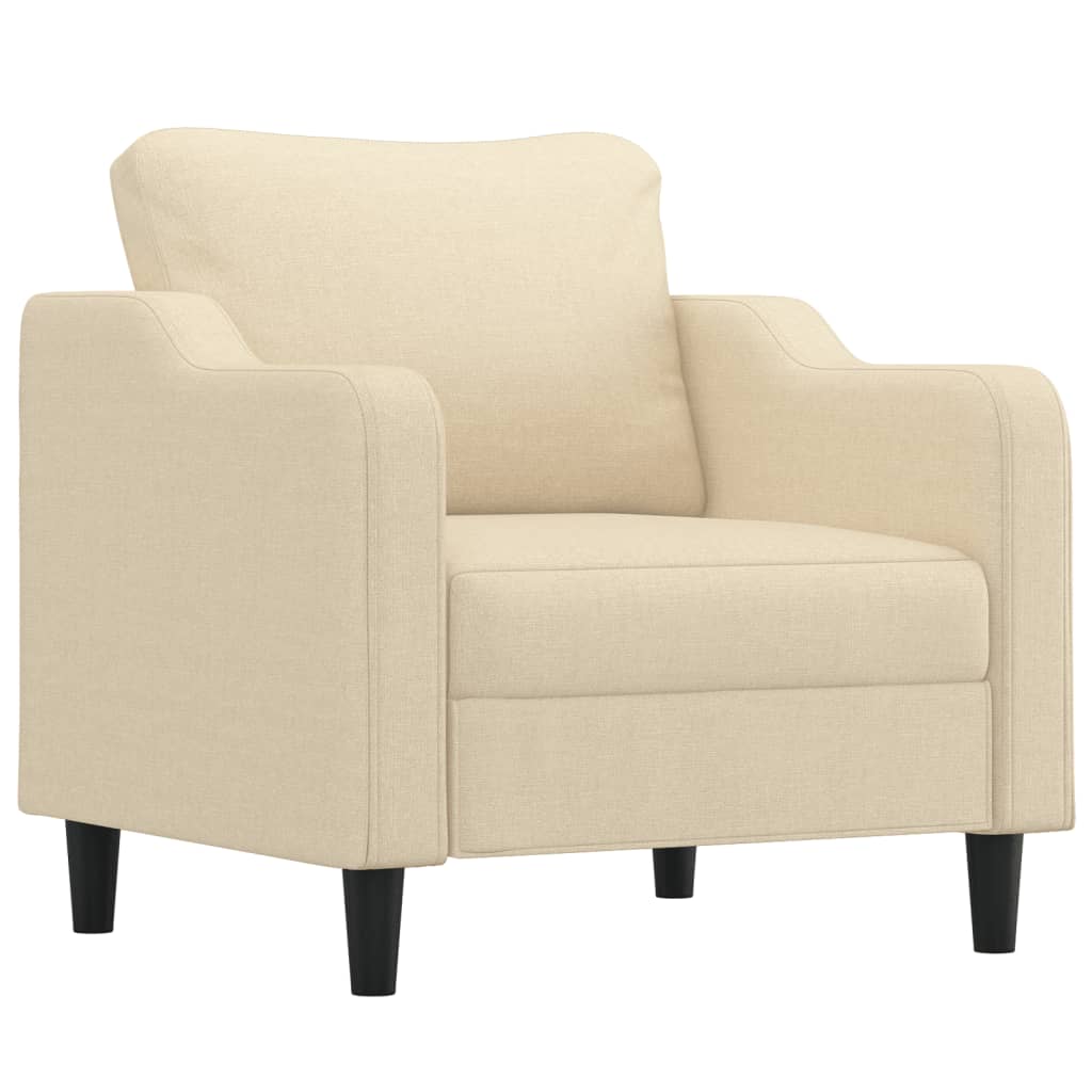 Fauteuil met voetenbank 60 cm stof crèmekleurig