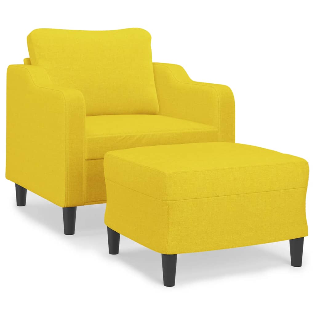 Fauteuil avec repose-pieds 60 cm en tissu couleur crème