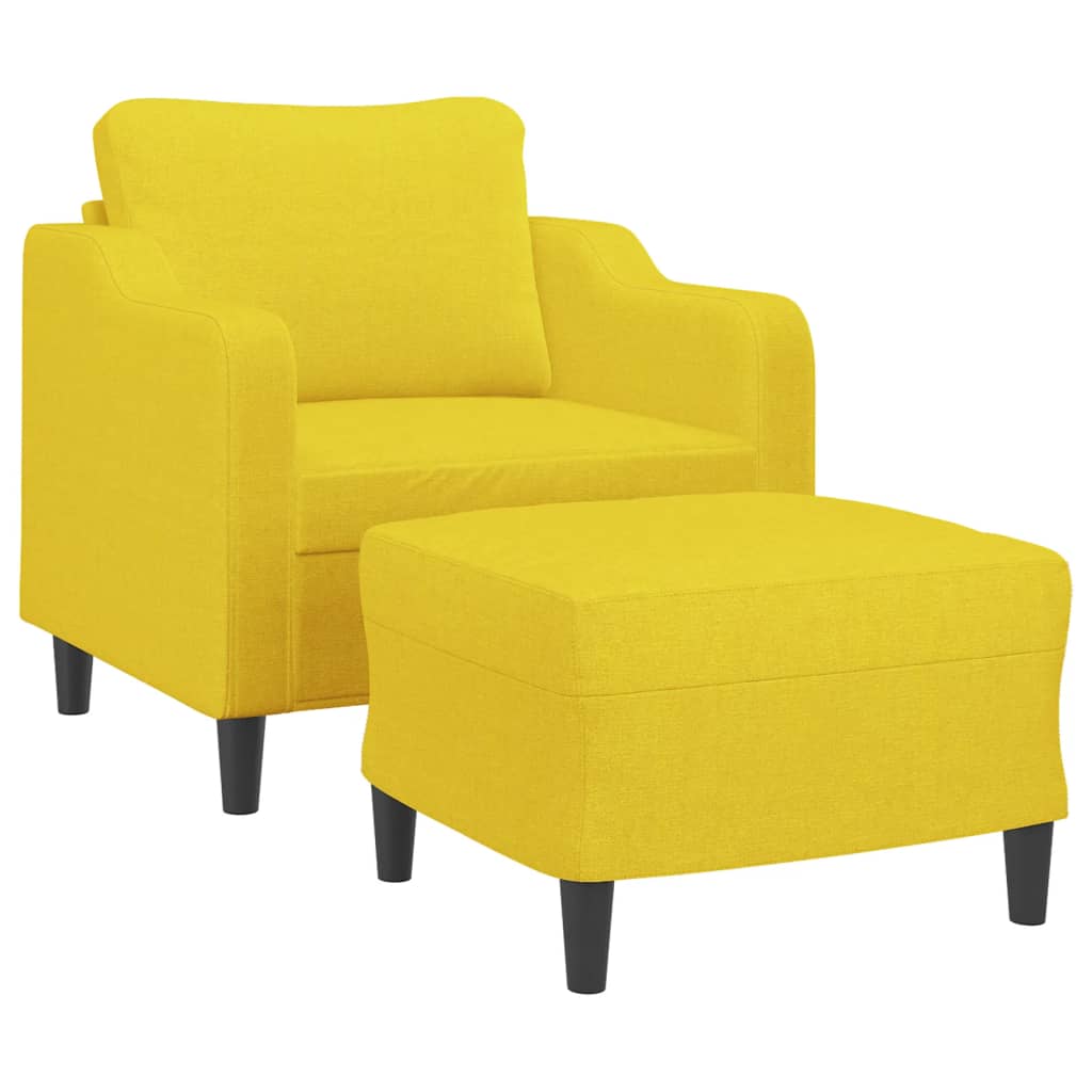 Fauteuil met voetenbank 60 cm stof crèmekleurig