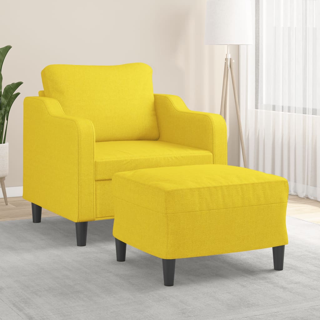 Fauteuil avec repose-pieds 60 cm en tissu couleur crème