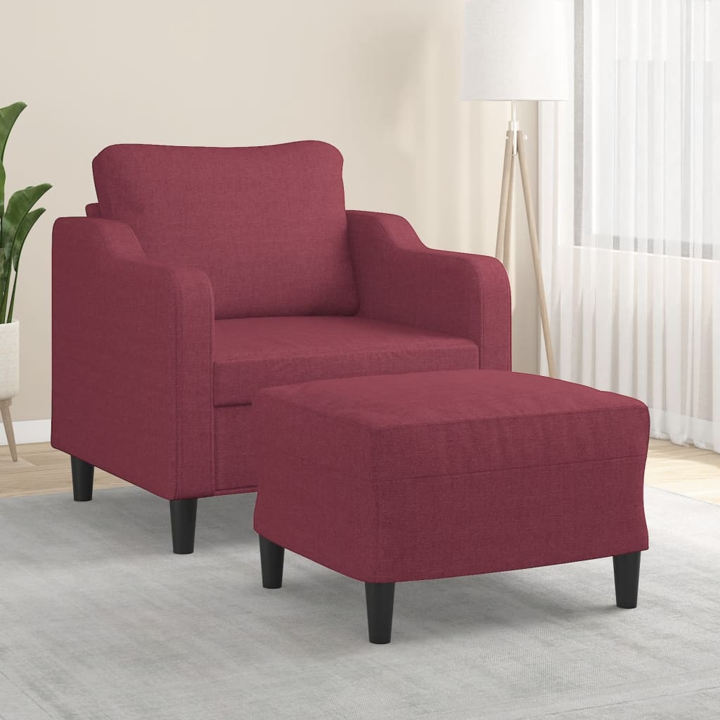 Fauteuil met voetenbank 60 cm stof crèmekleurig