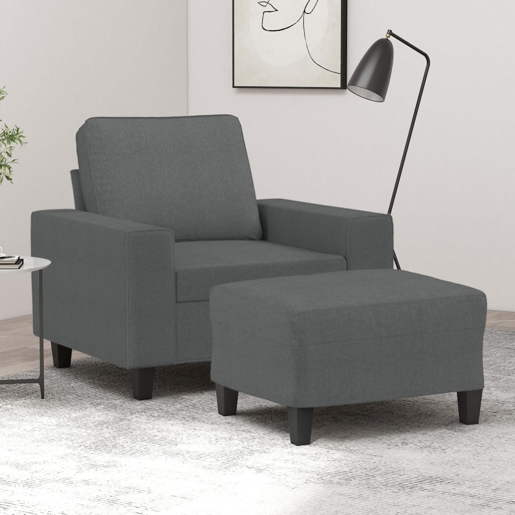 Fauteuil met voetenbank 60 cm stof