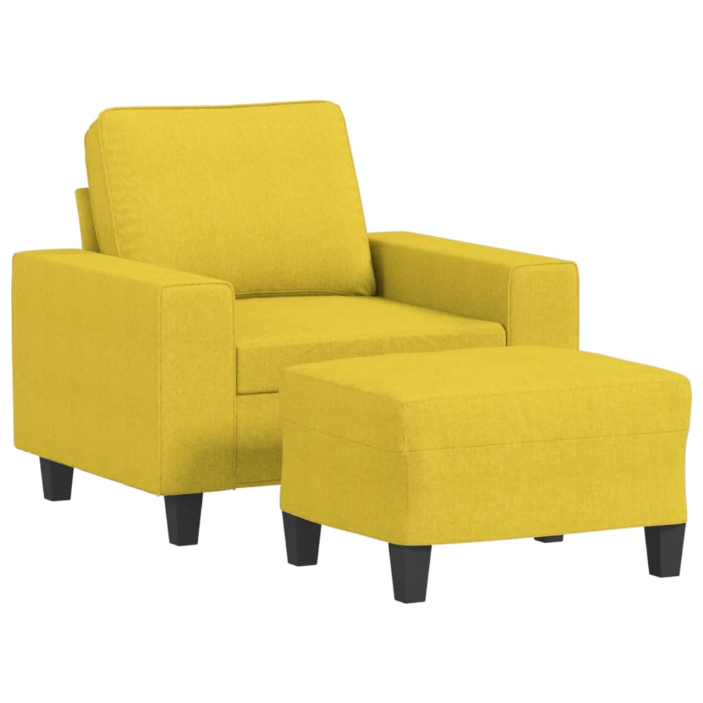 Fauteuil met voetenbank 60 cm stof crèmekleurig