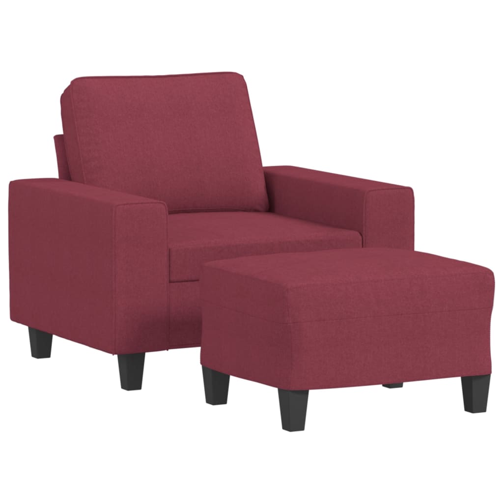 Fauteuil met voetenbank 60 cm stof crèmekleurig