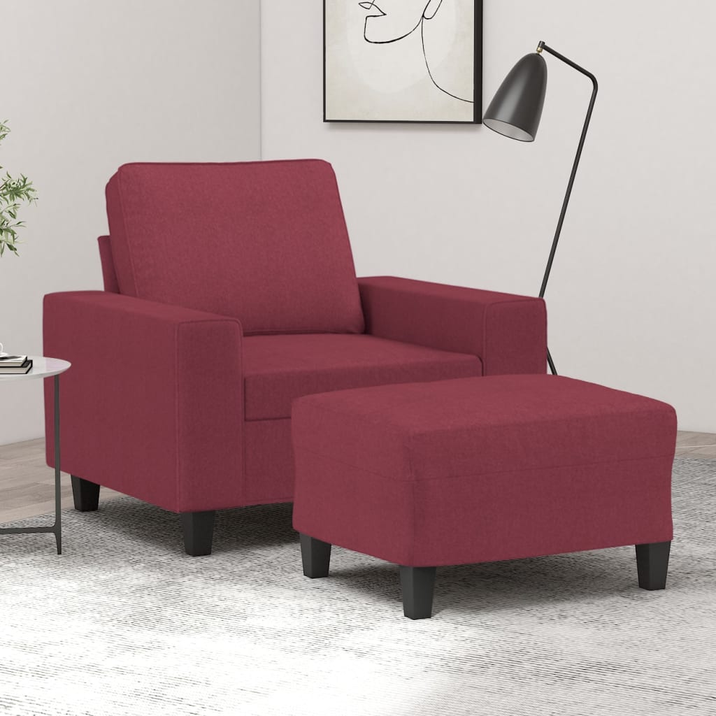 Fauteuil met voetenbank 60 cm stof crèmekleurig