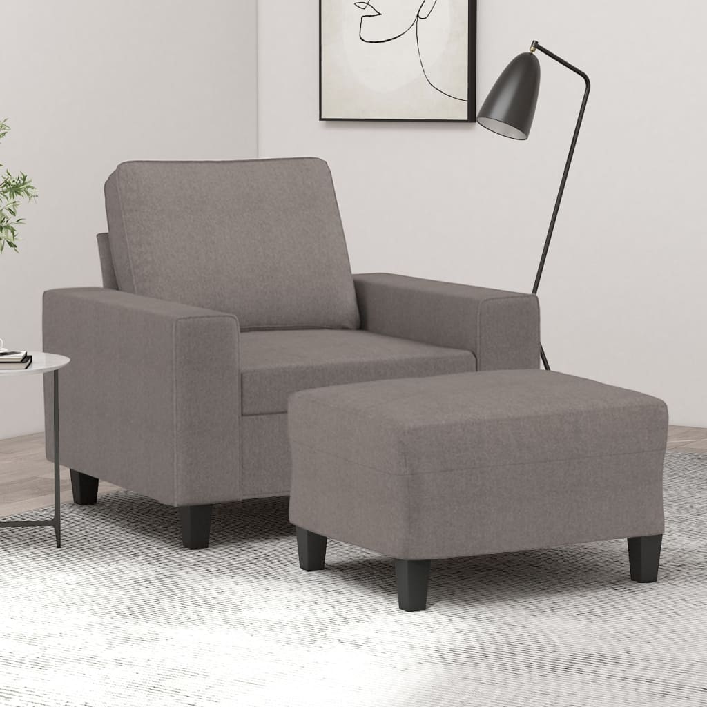 Fauteuil met voetenbank 60 cm stof