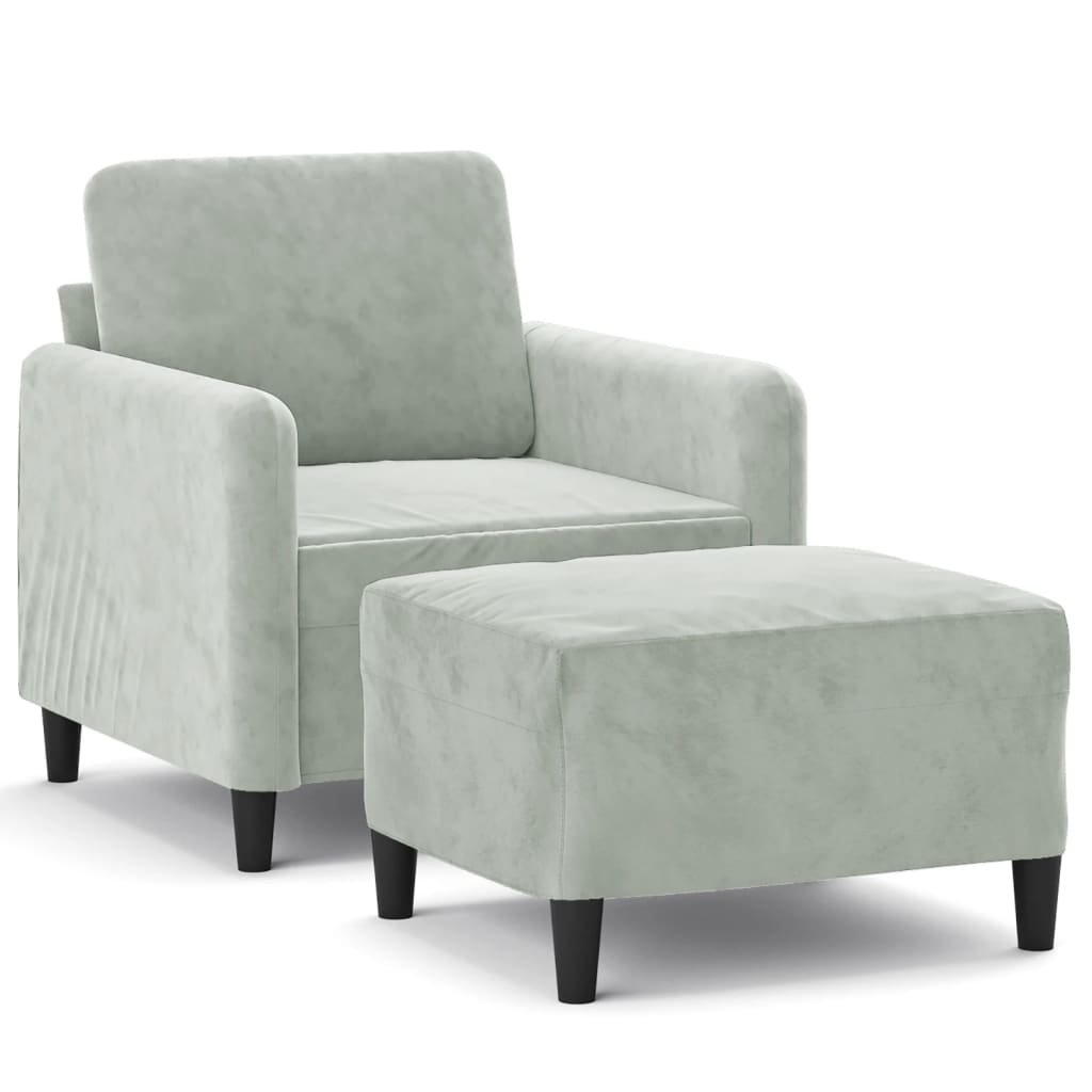 Fauteuil avec repose-pieds 60 cm velours couleur crème