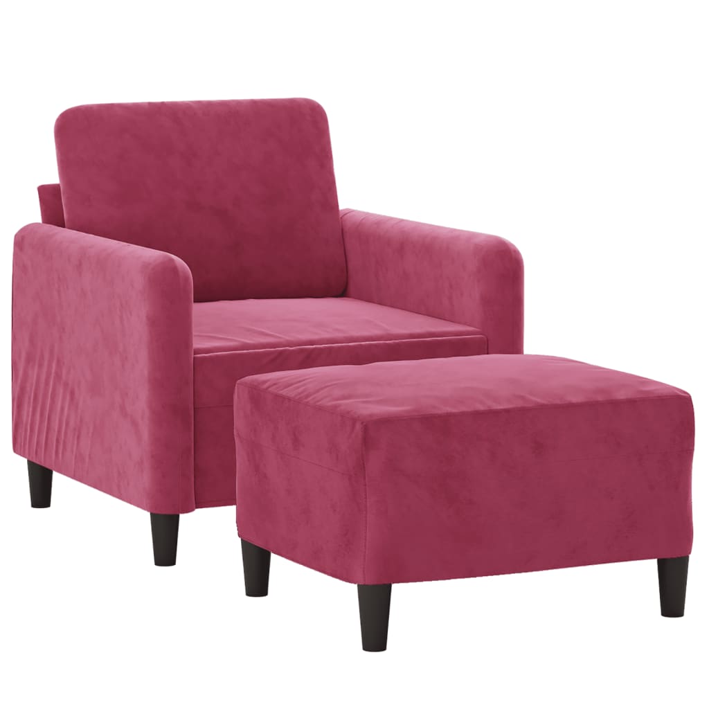 Fauteuil avec repose-pieds 60 cm velours couleur crème