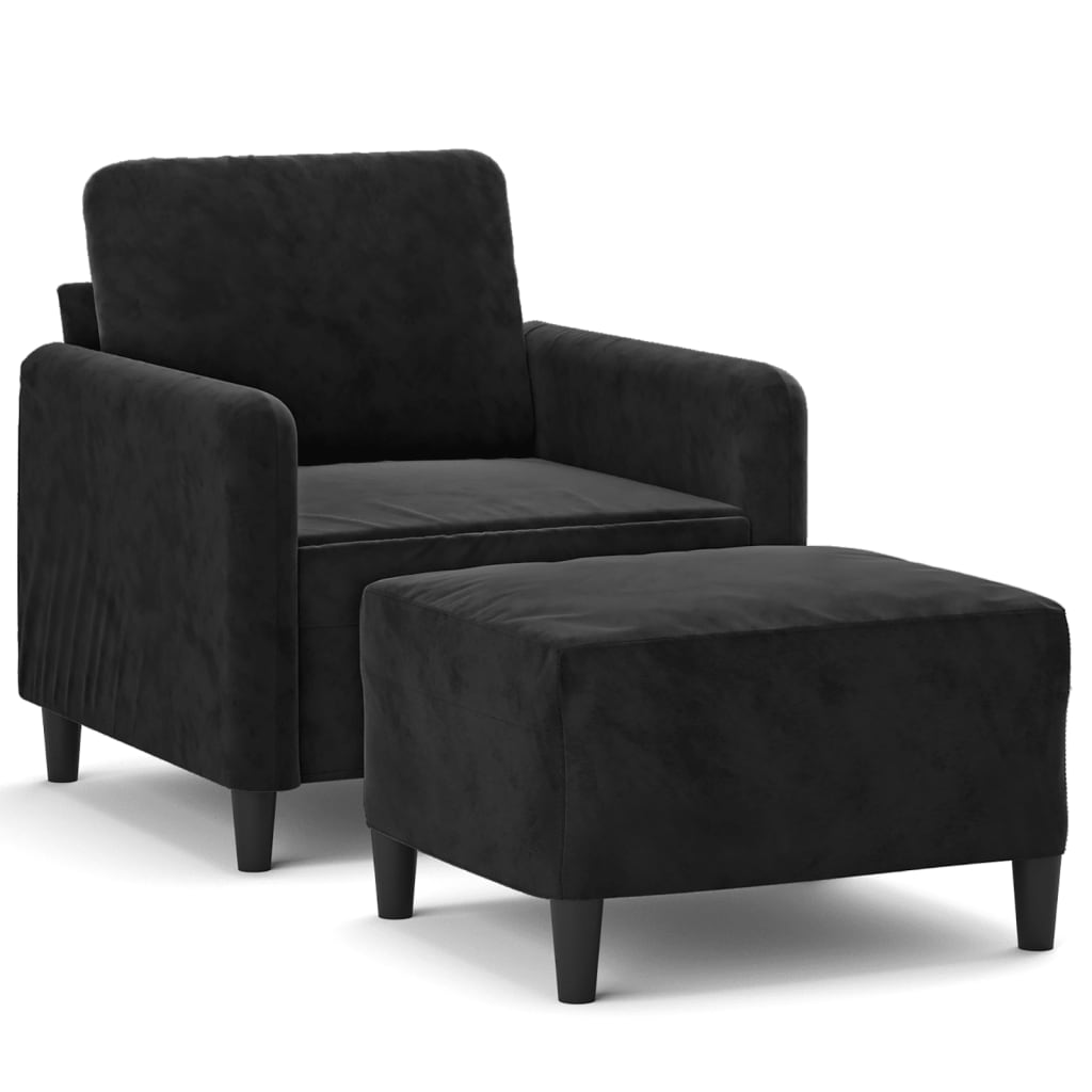 Fauteuil met voetenbank 60 cm fluweel donkergrijs