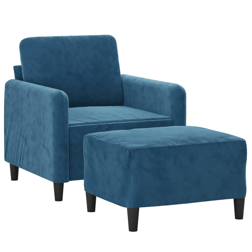 Fauteuil met voetenbank 60 cm fluweel crèmekleurig