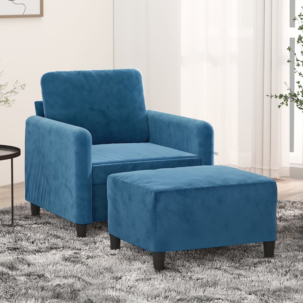 Fauteuil avec repose-pieds 60 cm velours couleur crème