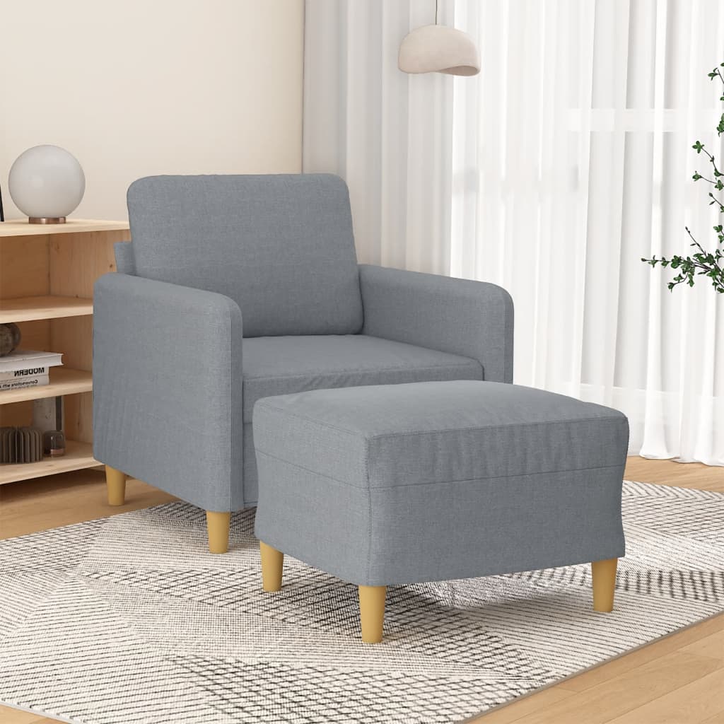 Fauteuil avec repose-pieds 60 cm en tissu