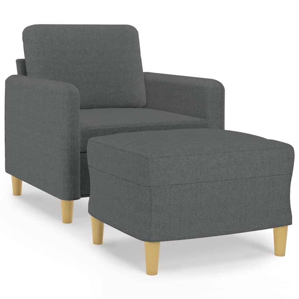 Fauteuil met voetenbank 60 cm stof zwart