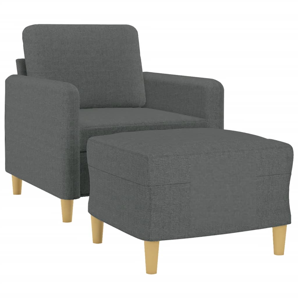 Fauteuil met voetenbank 60 cm stof zwart