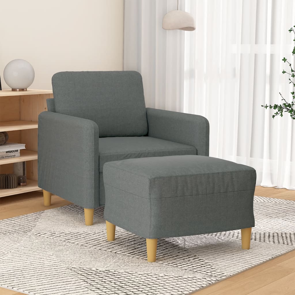 Fauteuil met voetenbank 60 cm stof zwart