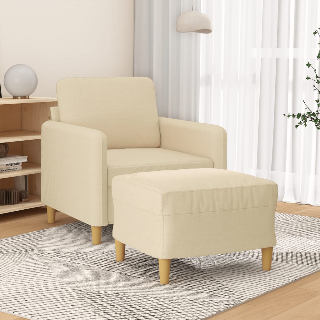 Fauteuil met voetenbank 60 cm stof zwart