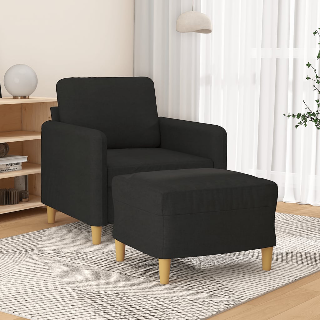 Fauteuil avec repose-pieds 60 cm en tissu