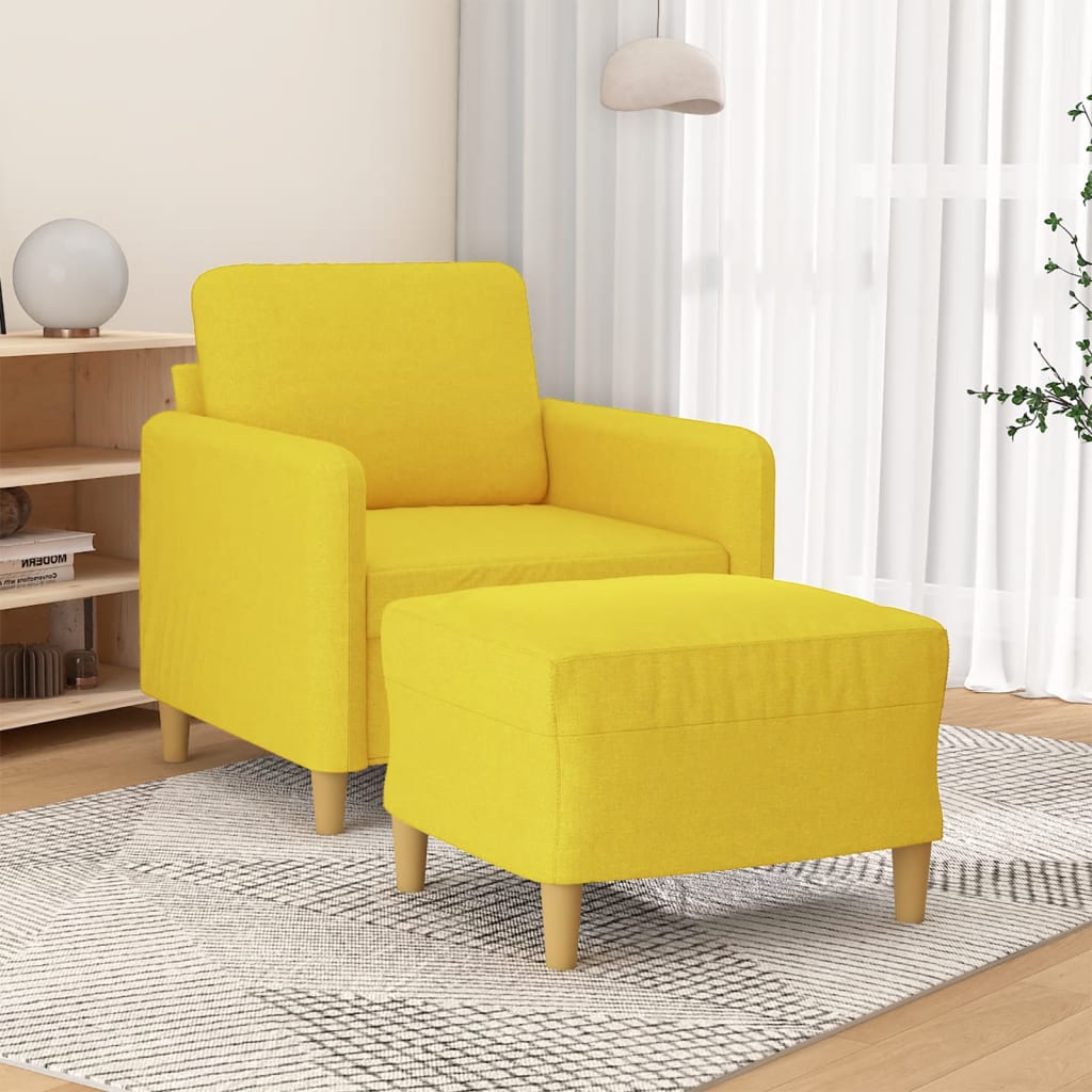 Fauteuil met voetenbank 60 cm stof zwart